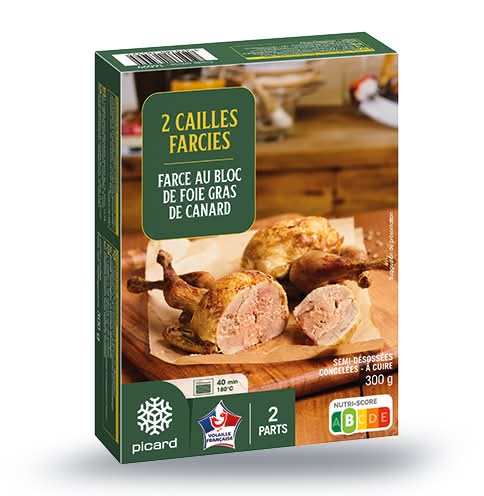 2 cailles farcies au bloc de foie gras de canard