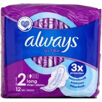 12 serviettes hygiéniques always ultra long