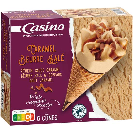 CASINO - Cônes glacés - Caramel beurre salé - x6 - 429g