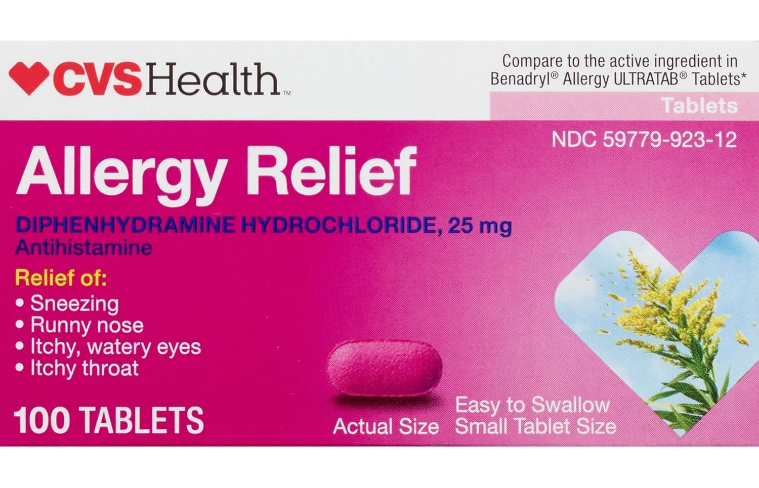 CVS Health Allergy Relief Diphenhydramine Tablets (100 ct)