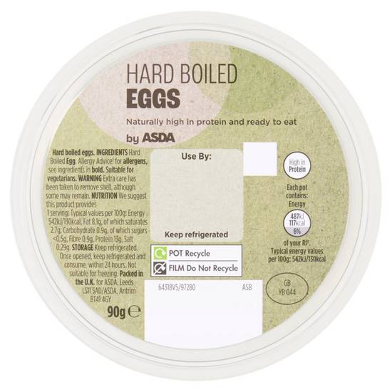 Asda Hard Boiled Eggs 90g