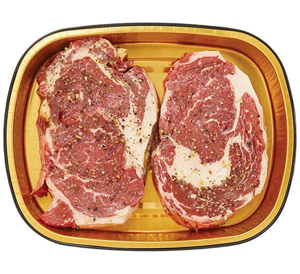 Wegmans Gold Pan Garlic Studded Beef Ribeye Steak, 2 Pack, Ready to Cook