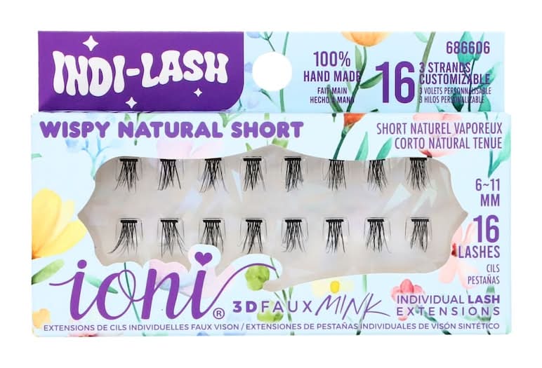 Ioni 3D Curls Faux Mink Wispy Natural Short Individual Lash Extensions, Black (16 ct)