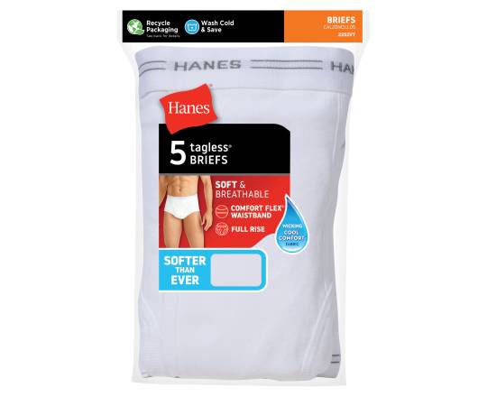 Hanes Tagless Briefs, Medium, White (5 ct)
