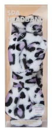 Plush Bow Spa Headband Purple Leopard