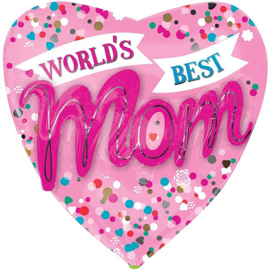 Party City Uninflated World's Best Mom 3d Heart Foil Balloon (unisex/36 inch/pink)