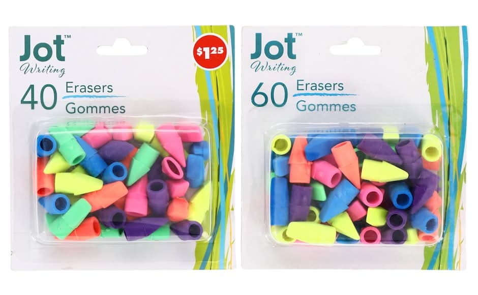 Jot Writing Pencil Topper Gommes Erasers, Assorted (60 ct)