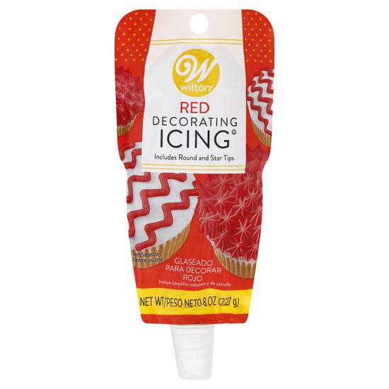 Wilton Red Decorating Icing Pouch With Round & Star Tips (8 oz)