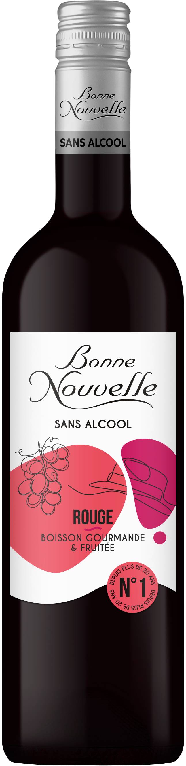 Bonne Nouvelle - Vin rouge sans alcool gourmande et fruité (750ml)