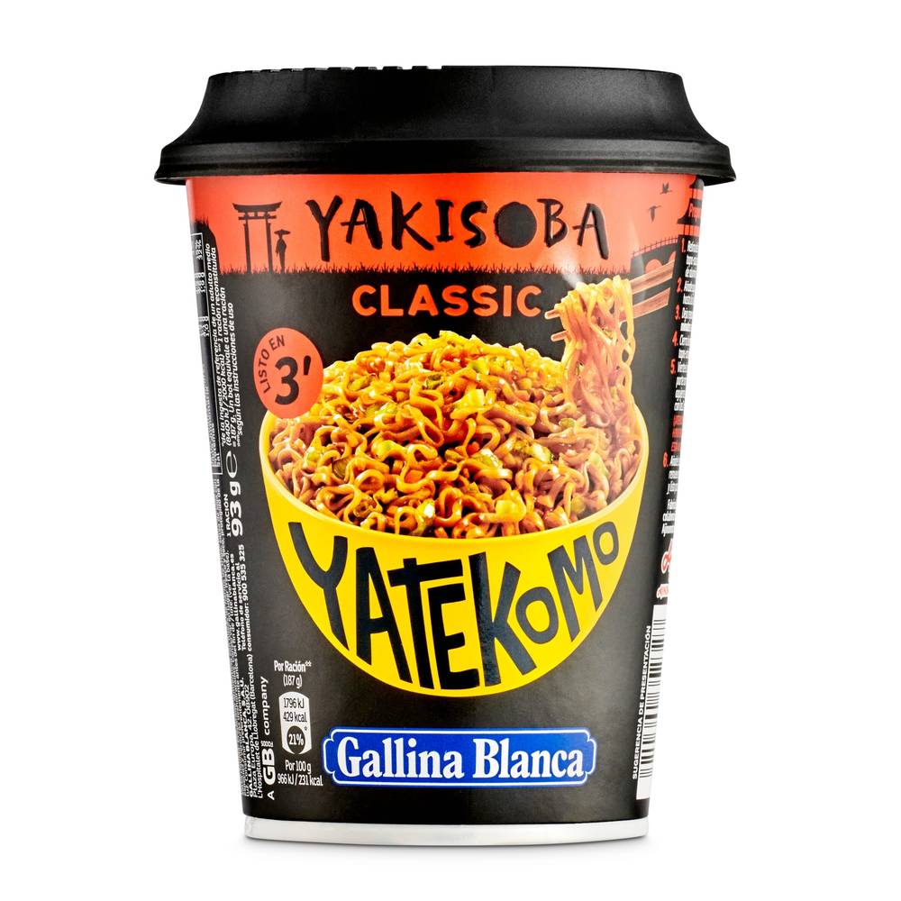 Fideos Orientales Yakisoba Gallina Blanca Yatekomo Vaso 93 G