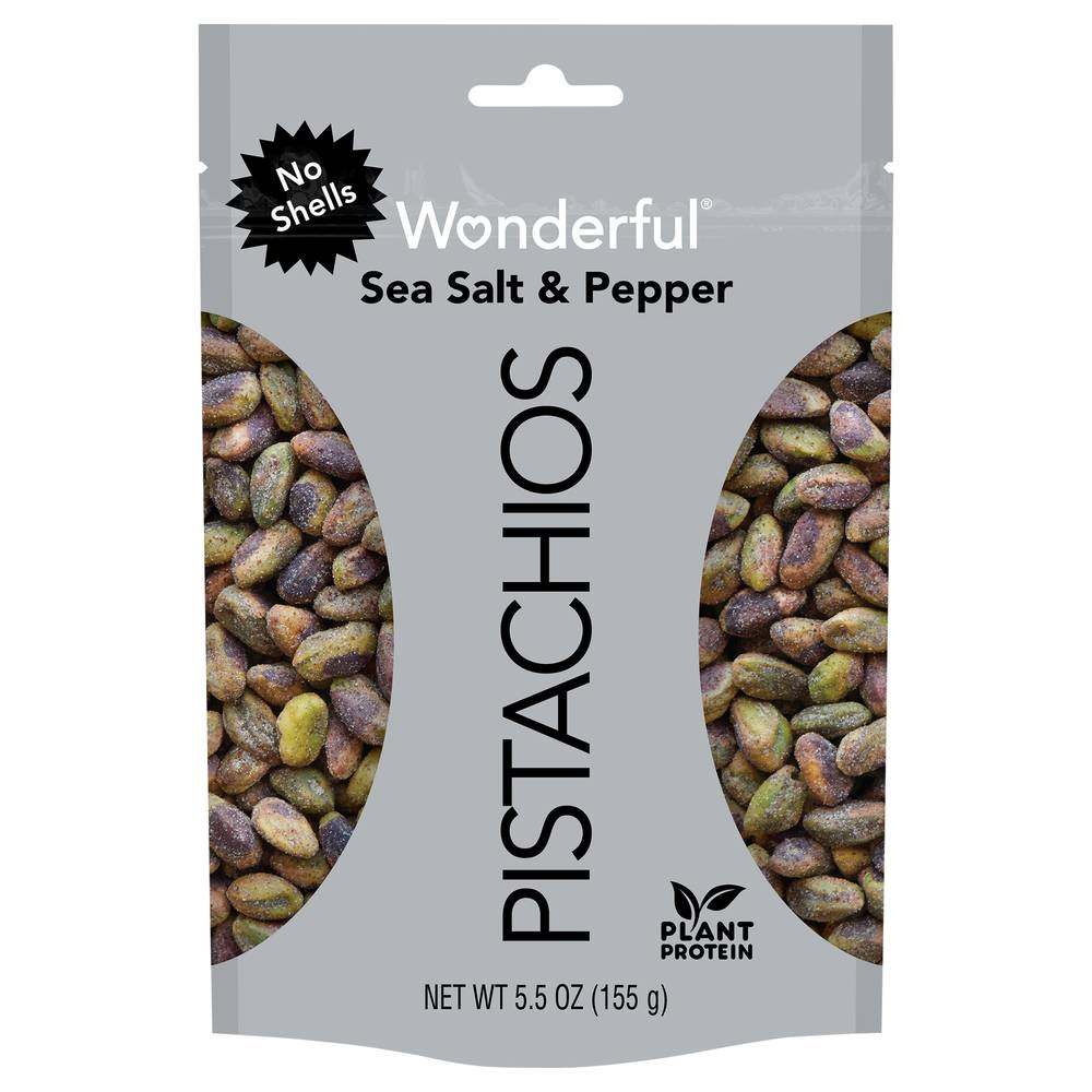 Wonderful No Shells Pistachios Nuts, Sea Salt Pepper (5.5 oz)