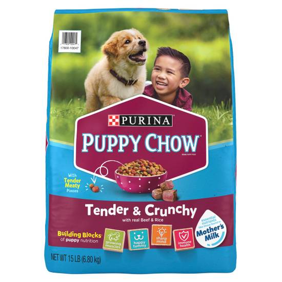 Purina Puppy Chow High Protein Dry Puppy Food, Tender & Crunchy With Real Beef - 15 Lb. Bag