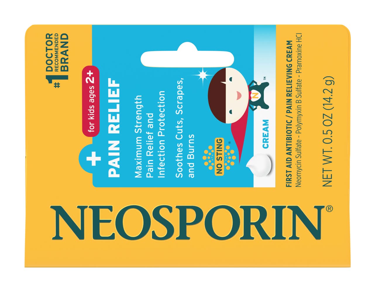 Neosporin First Aid Antibiotic + Pain Relief Cream For Kids 2+ Years (0.5 oz)