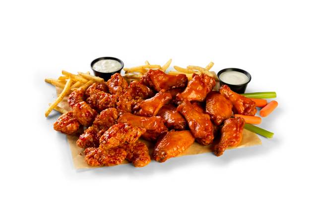 15 Boneless + 15 Traditional Wings & Fries