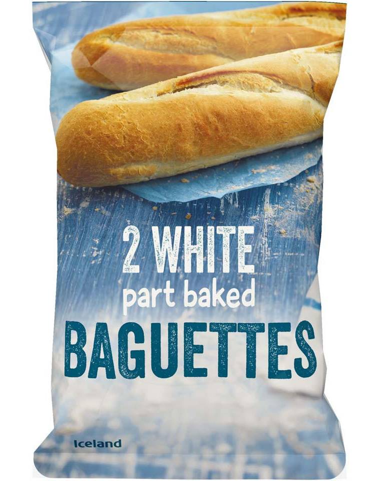 Iceland Part Baked White Baguette 2 Pack