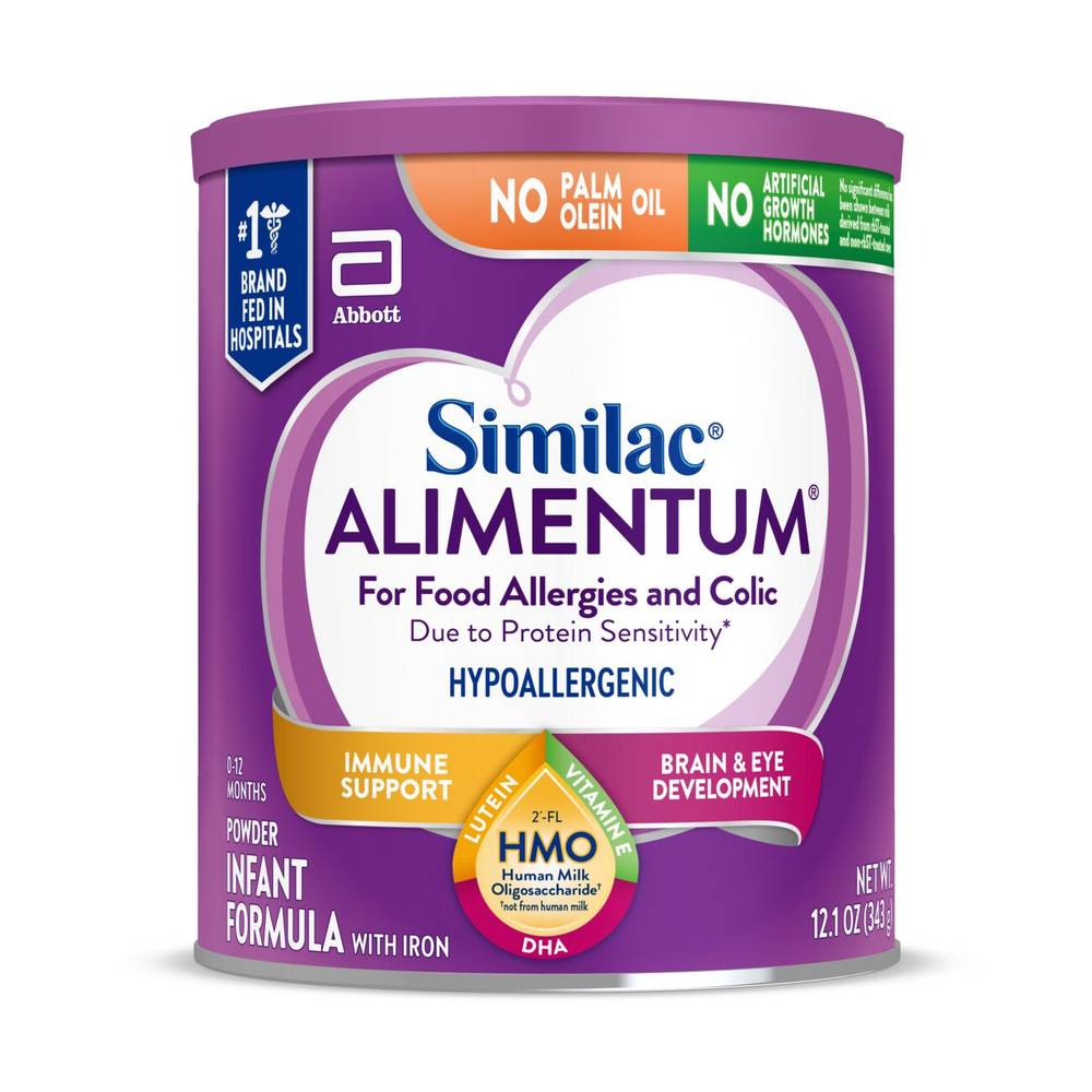 Similac Alimentum With 2'-Fl Hmo Hypoallergenic Infant Formula, Suitable For Lactose Sensitivity, Baby Formula Powder, 12.1-Oz Can