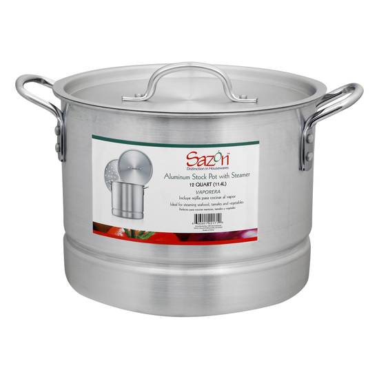 Sazon 12 Quarts Aluminum Stock Pot With Steamer