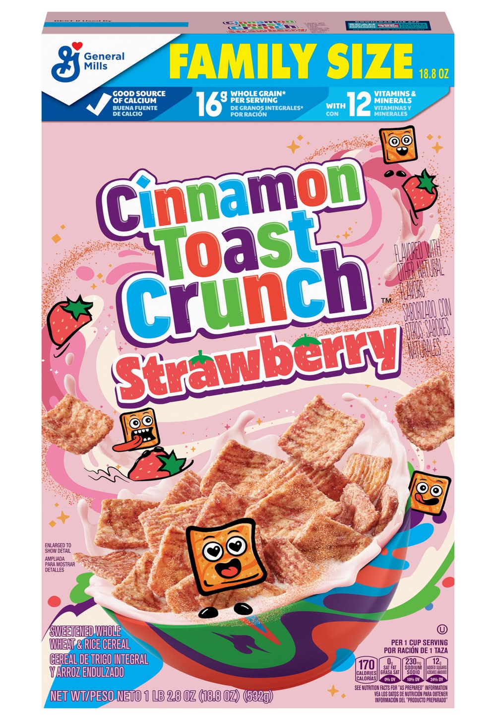 Cinnamon Toast Crunch Breakfast Cereal Family Size, Strawberry (18.8 oz)