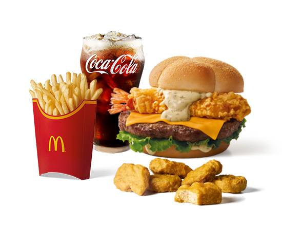 炸蝦天婦羅安格斯牛肉堡極饗餐 | Shrimp Angus Beef Burger+Large Fries Combo