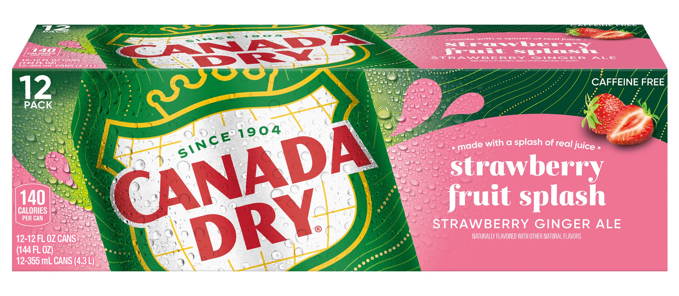 Canada Dry Fruit Splash Ginger Ale, Strawberry Ginger (12 x 12 fl oz)