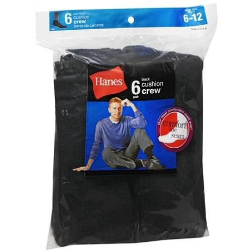 Hanes Men's Crew Cushion Socks 6-12 - 6.0 ea