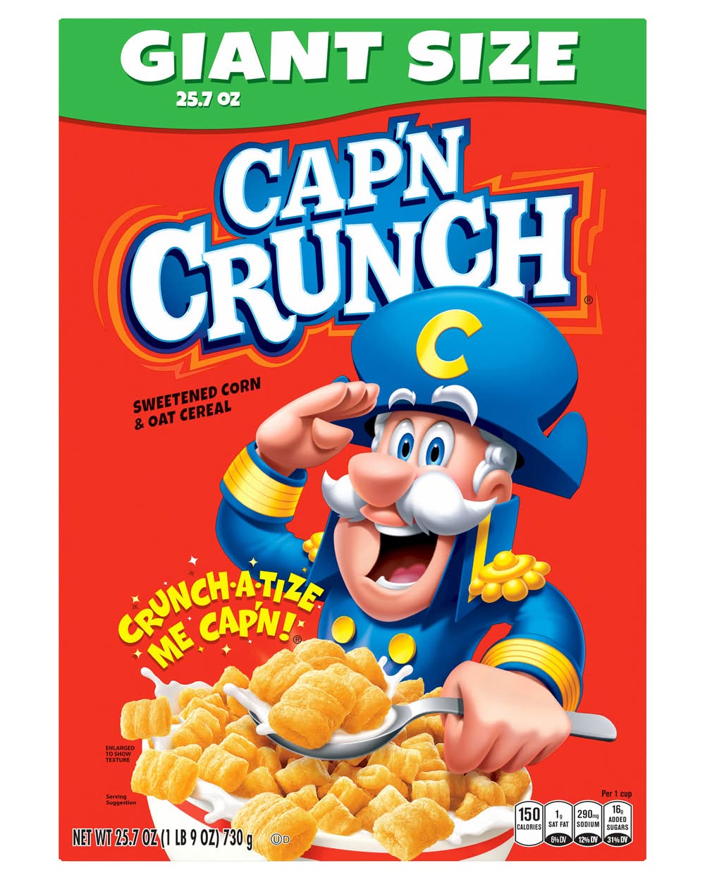 Cap'n Crunch Giant Size Cereal, Sweetened Corn & Oat (25.7 oz)