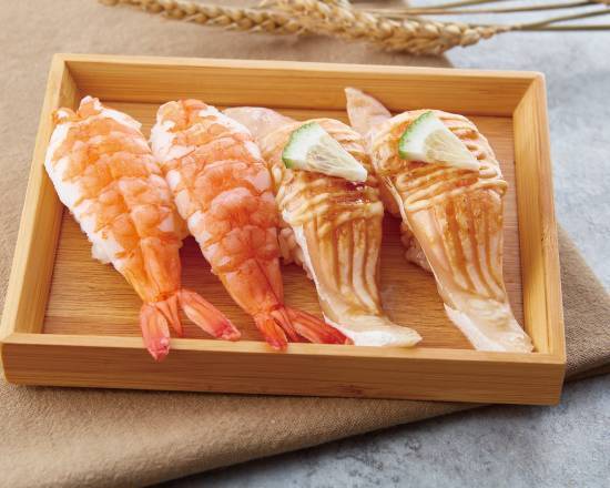大蝦焦鮭雙享 Shrimp and Caramel Salmon Sushi
