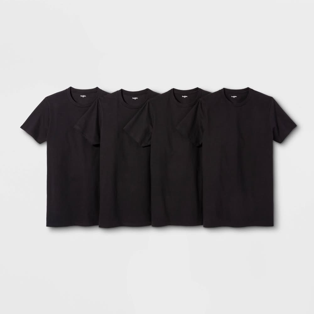 Goodfellow & Co. Short Sleeve Crew T-Shirt, Men, L, Black (4 ct)