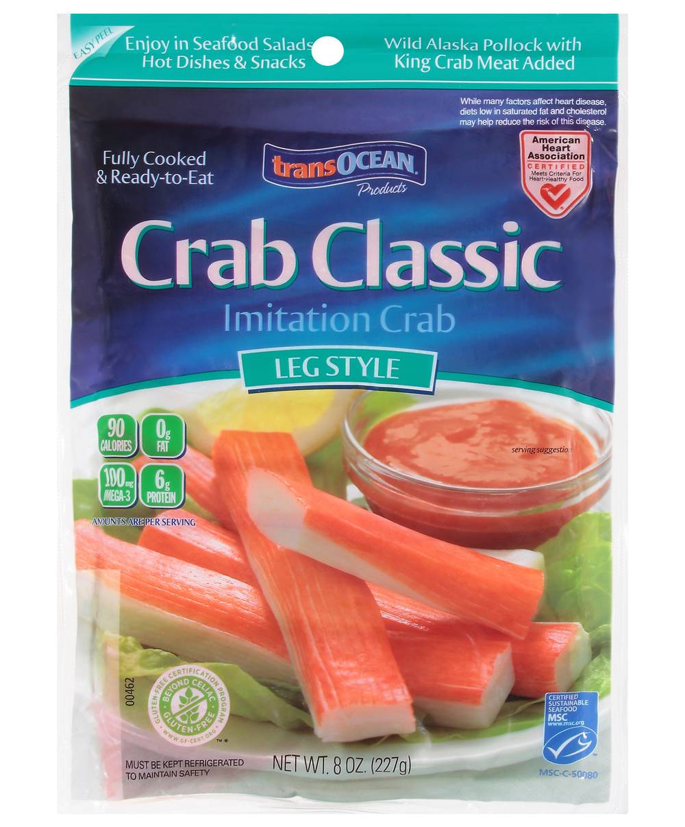 Transocean Crab Classic Leg Style Imitation Crab (8 oz)