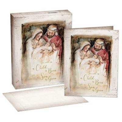 18ct Lang Child is Born Boxed Holiday Greeting Cards: Susan Winget Art, Embossed Foil, Keepsake Box