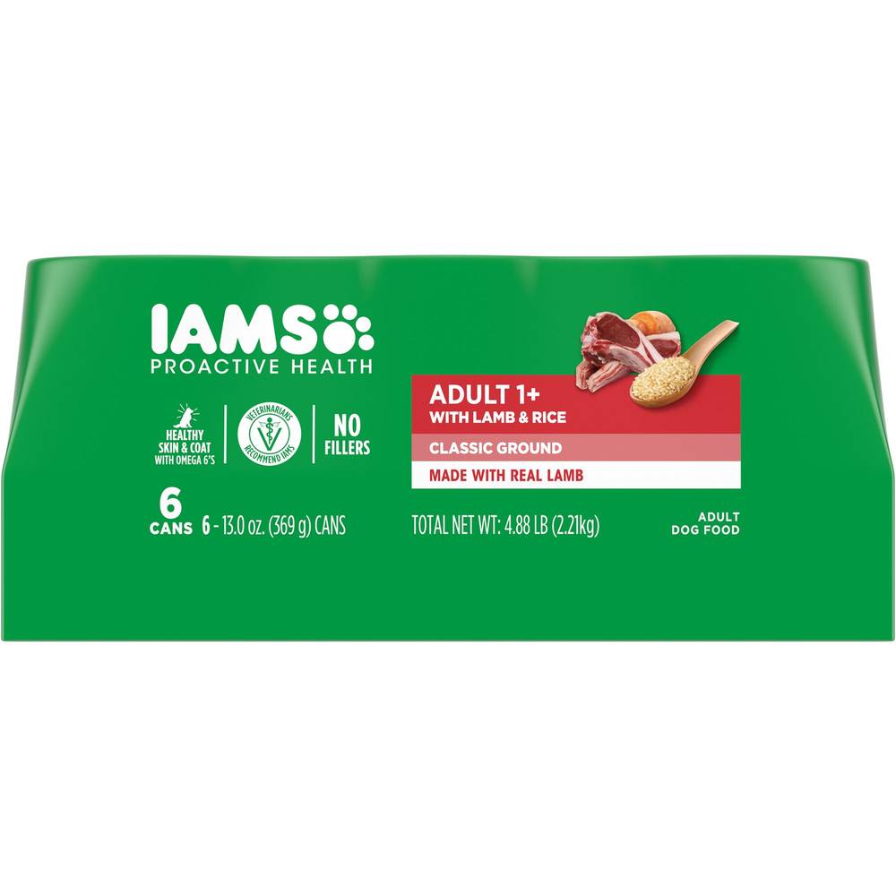 IAMS™ Proactive Health Adult Wet Dog Food - Pate, 6 Count (Flavor: Lamb & Rice, Color: Assorted, Size: 13 Oz)