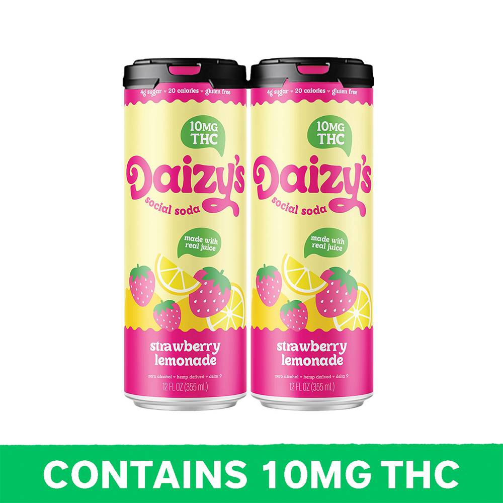 Daizy's Social Soda Strawberry Lemonade (12 fl oz, 2 ct)