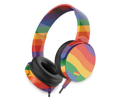 Big Lots Colorways Rainbow Swirl Wired Over-Ear Headphones