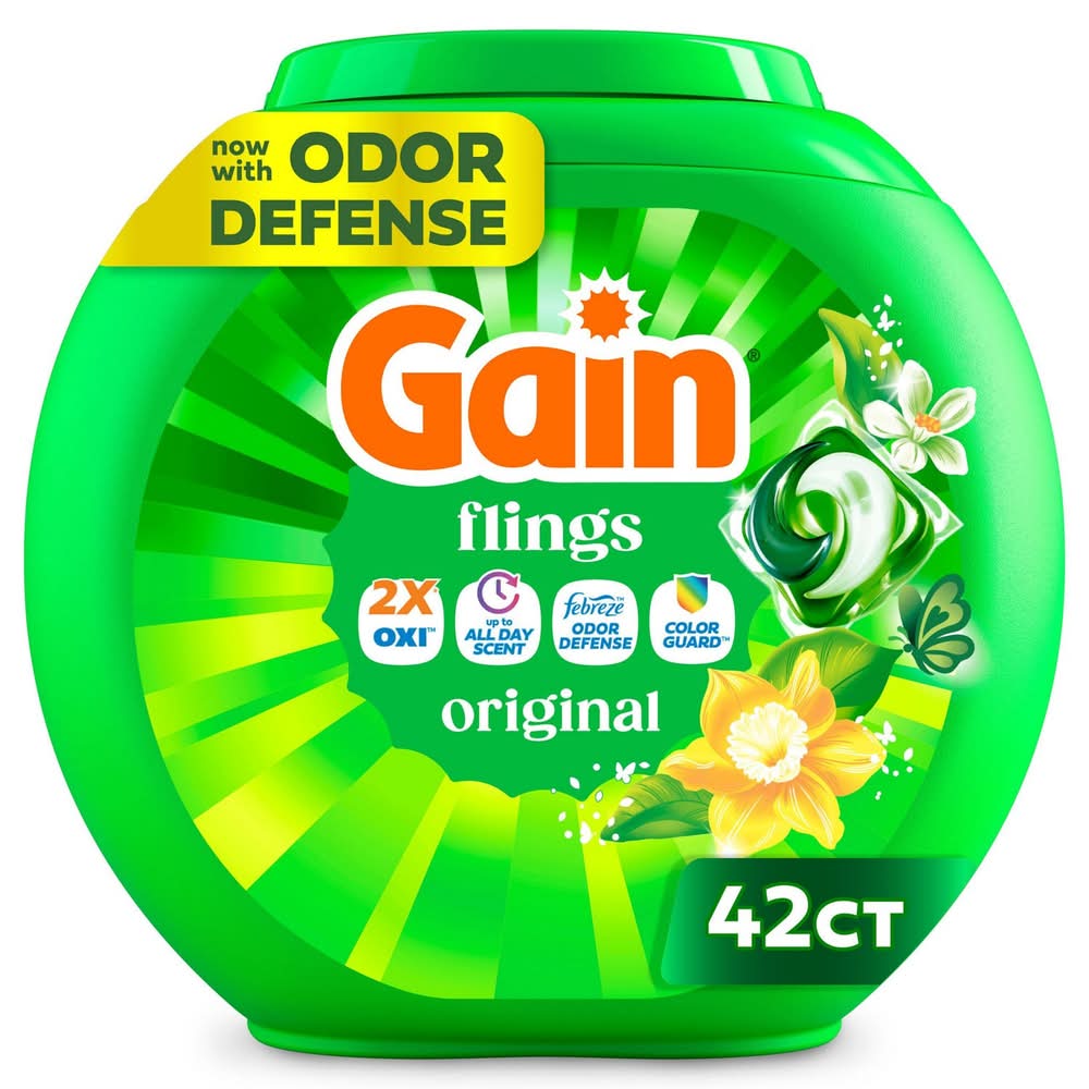 Gain Plus Febreze Laundry Detergent Pacs, Original Scent, 25 Ct