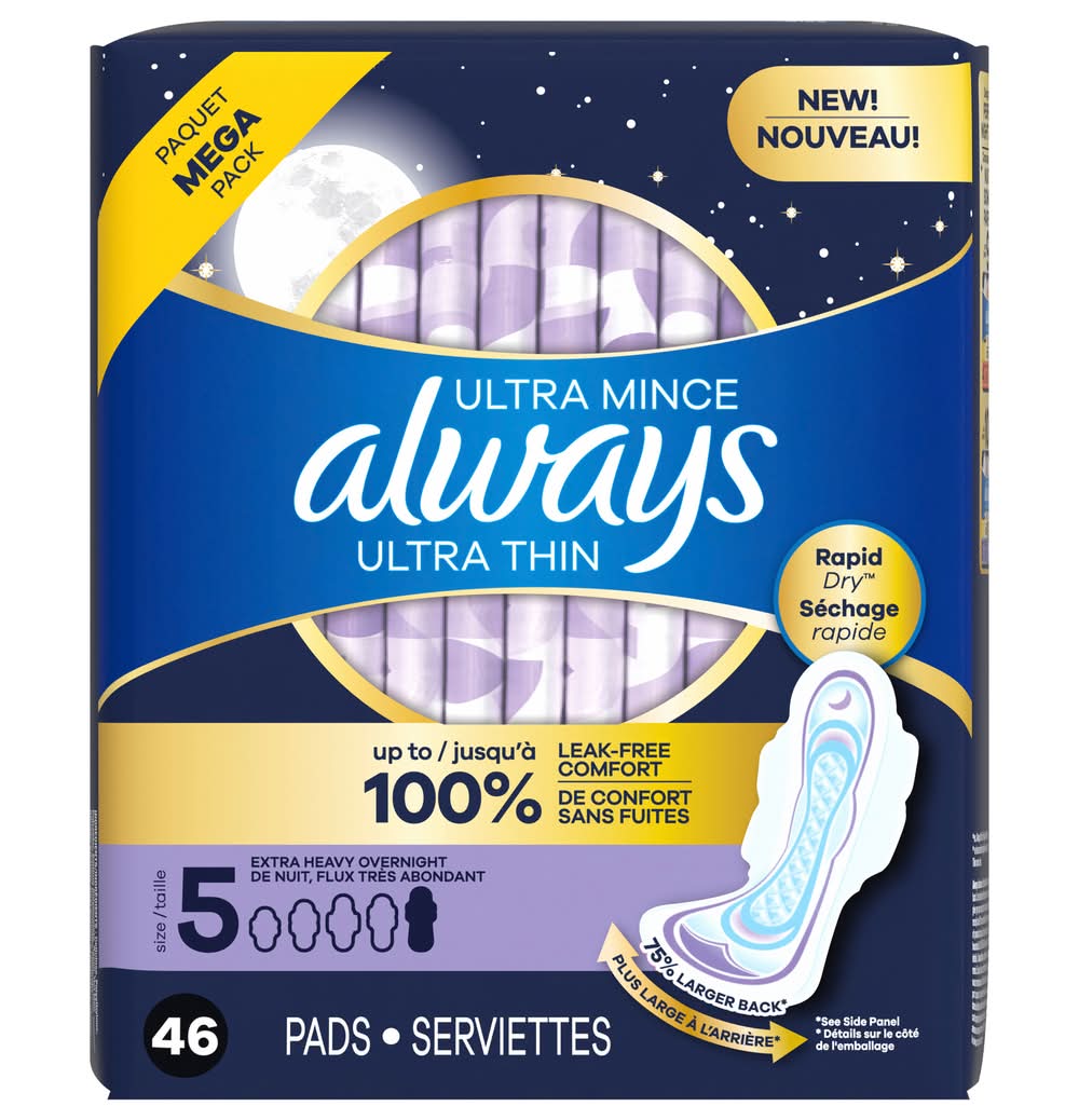 Always Ultra Thin Overnight Pads (46 ct)