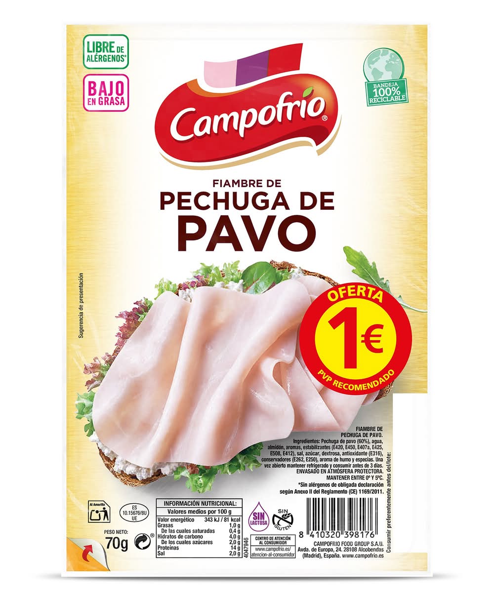 Pechuga De Pavo Campofrío Sobre 70 G