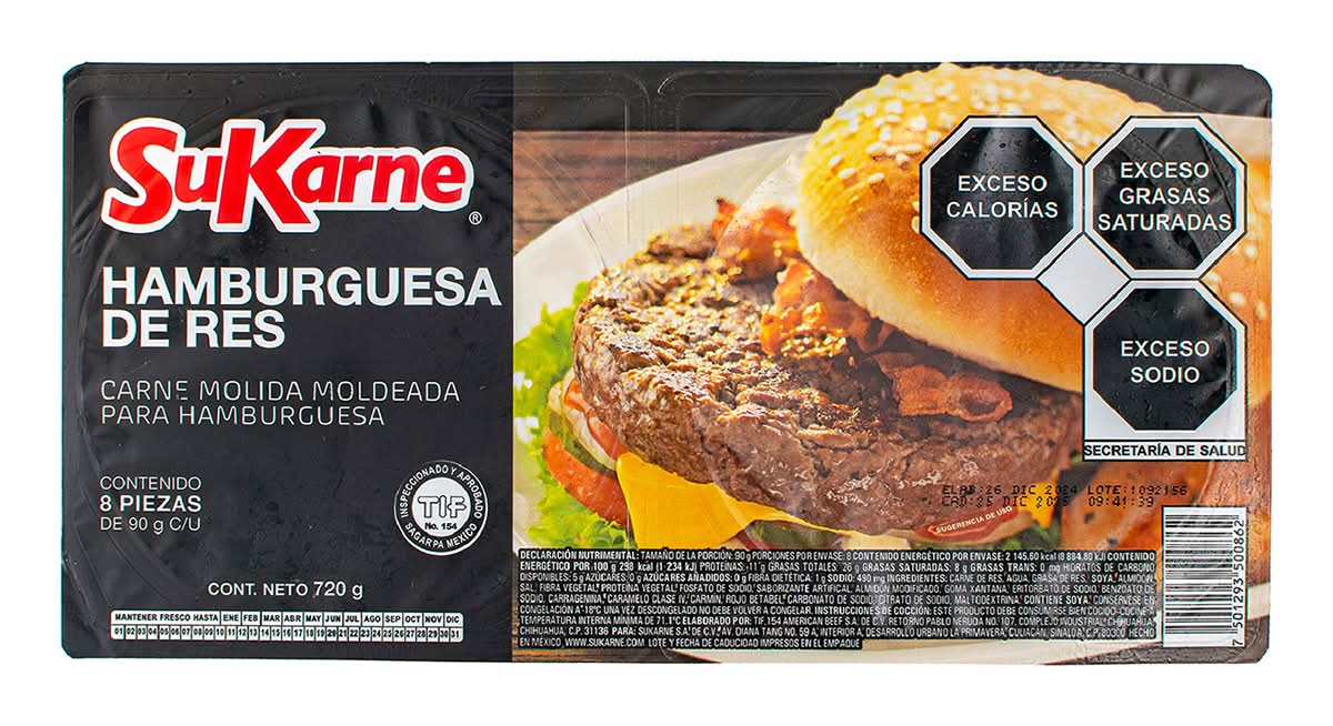 SuKarne · Hamburguesa, res (8 x 90 g)