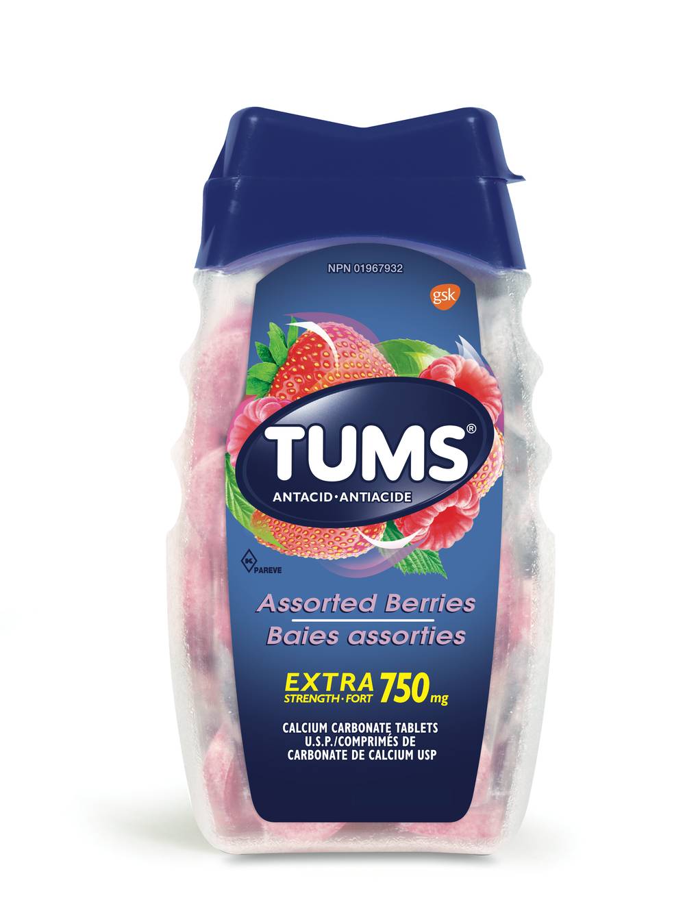 Tums Extra Strength Assorted Berries 750 mg Tablets (100 units)