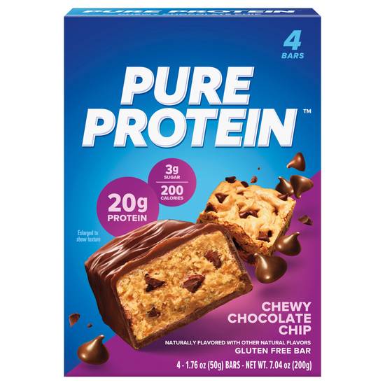 Pure Protein Bars, Chewy Chocolate Chip, Protein, 1.76 Oz, 4 ct