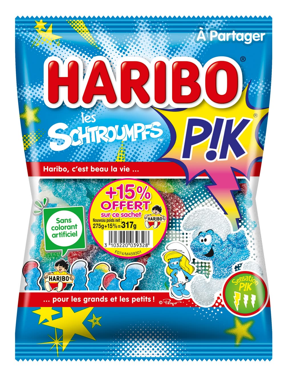 Haribo - Bonbons acidulés schtroumpf pik (316g)