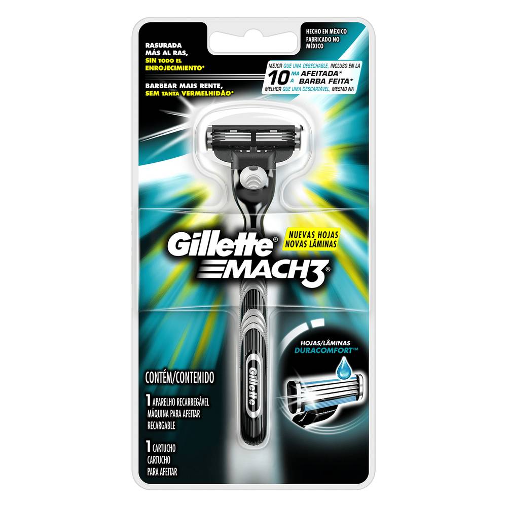 Gillette máquina afeitar mach3 recargable (1 u)