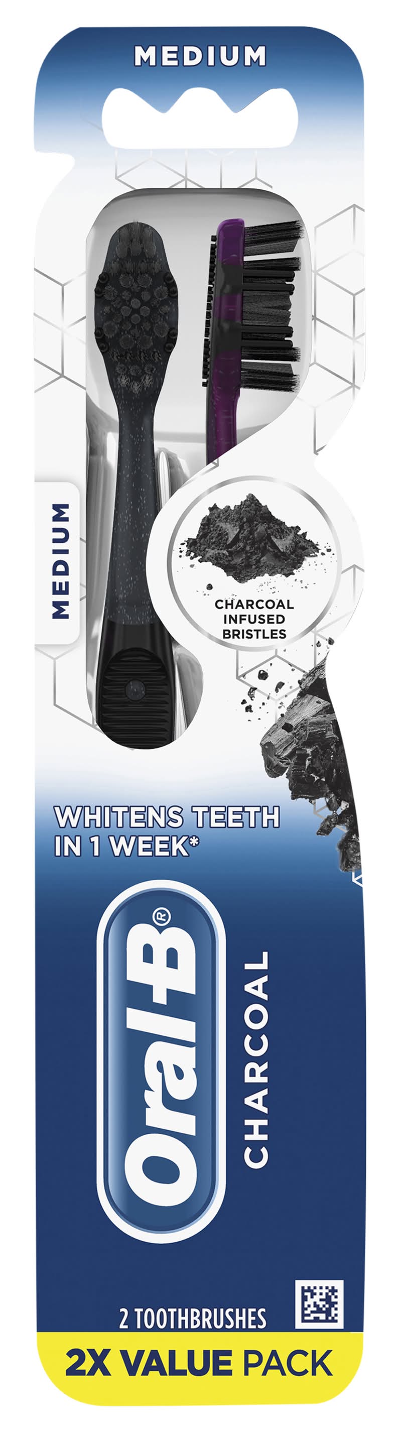 Oral-B Toothbrush 2x Value pack, M, Charcoal (2 ct)