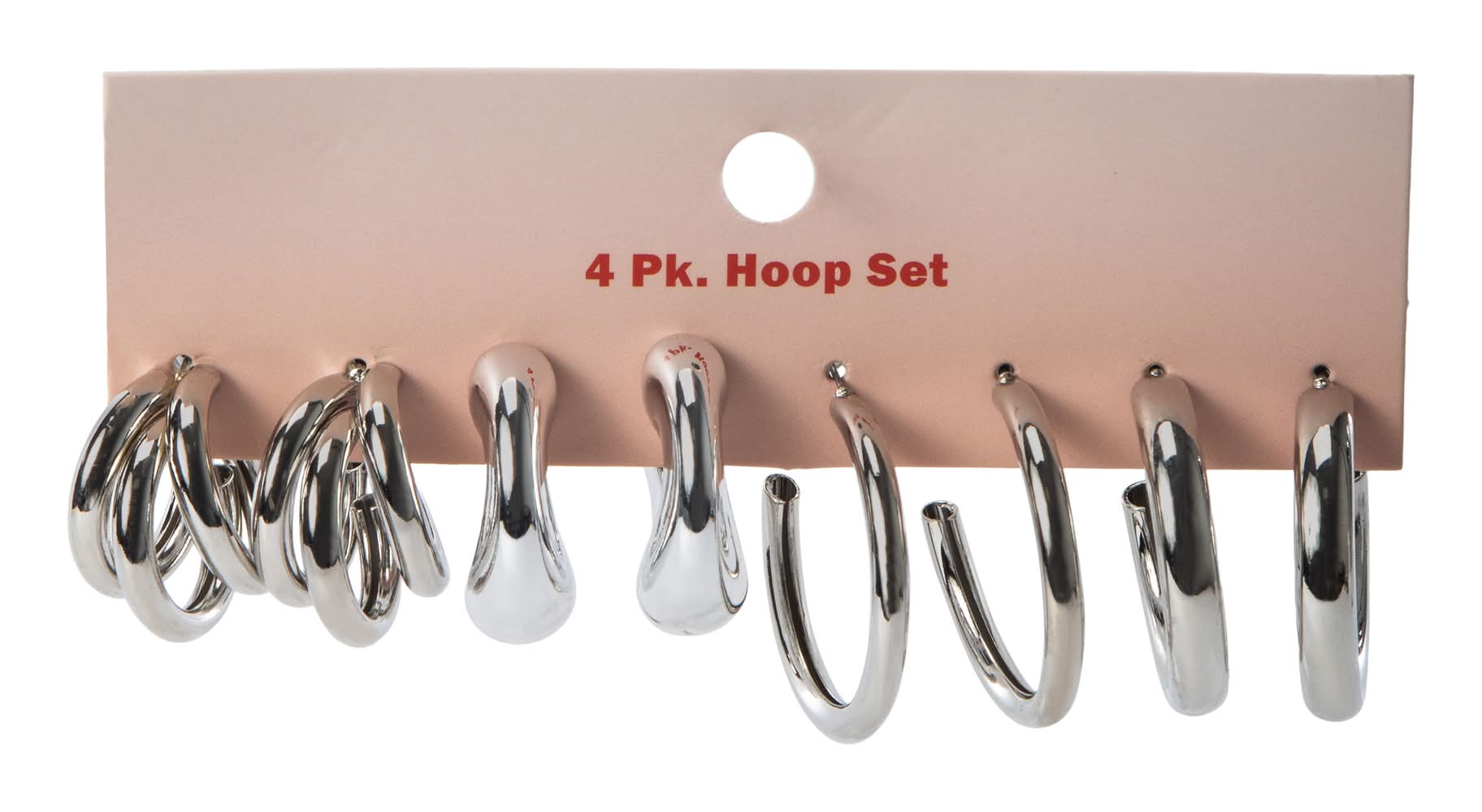 Hoops Earrings 4-Pack Silver Hoops