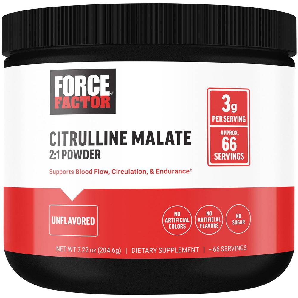 Citrulline Malate 2:1 Powder - Supports Blood Flow, Circulation & Endurance - Unflavored (66 Servings)