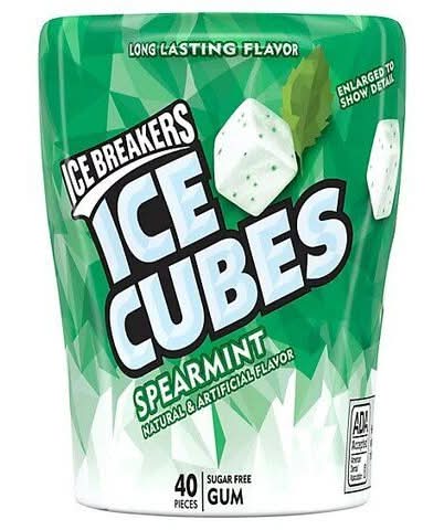 Ice Breakers Ice Cubes Sugar Free Gum, Spearmint (3.24 oz, 40 ct)