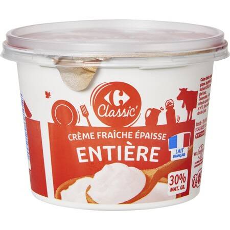 FID - Crème fraîche épaisse entière CARREFOUR CLASSIC' - le pot de 50cL