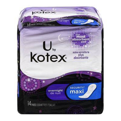 U By Kotex Overnight Maxi Pads, Security (14 un)