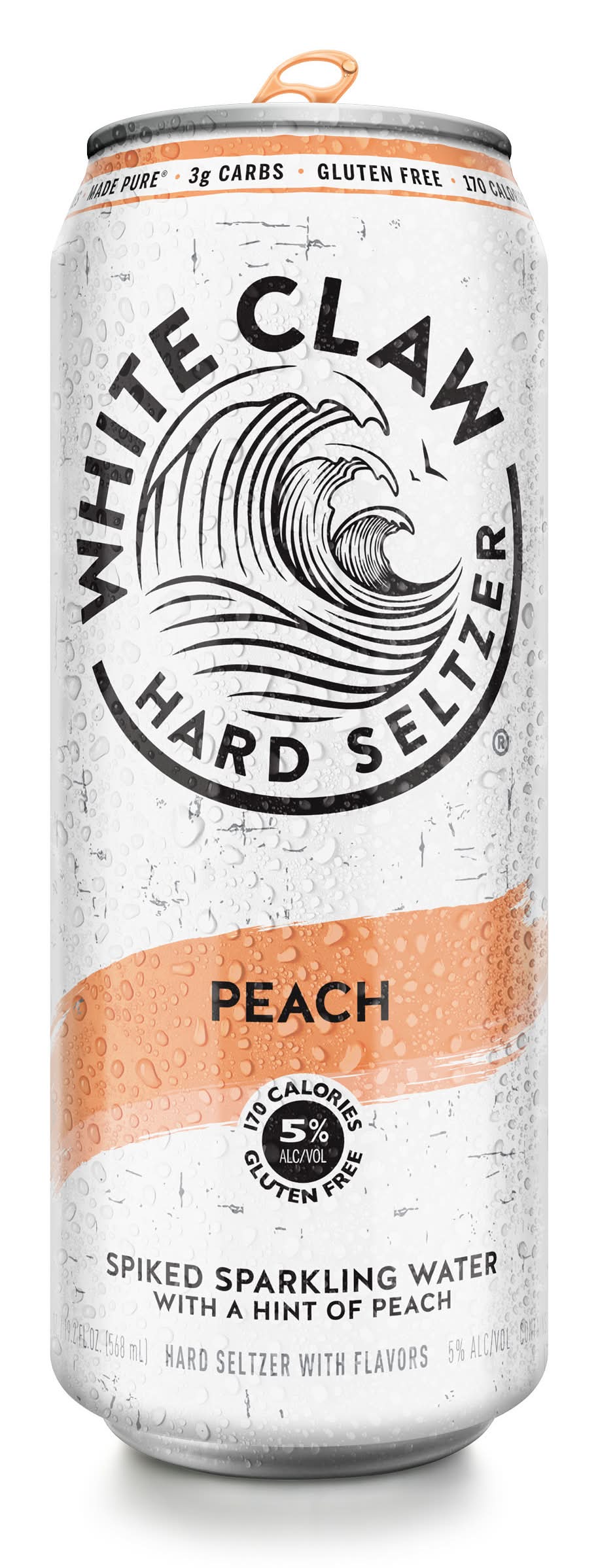White Claw Spiked Sparkling Water Hard Seltzer, Peach (19.2 fl oz)