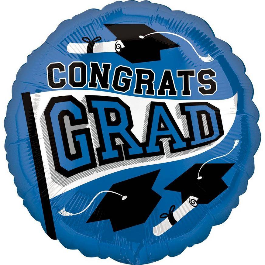 Uninflated Blue Congrats Grad Foil Balloon, 18in - True to Your School