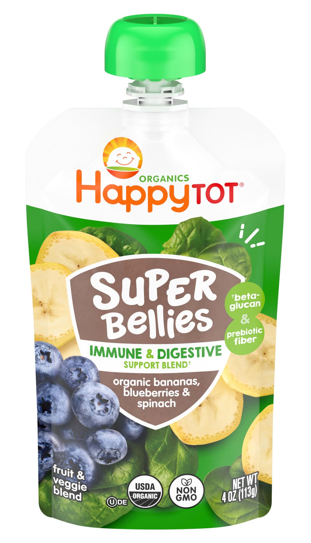 Happy Baby Organics Super Bellies Bananas, Spinach & Blueberries Fruit & Veggie Blend (4 oz)